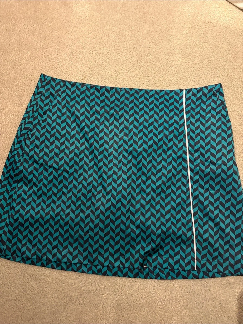 Lady Hogan green black herringbone Golf Skort NWOT zipper pocket 16 XL